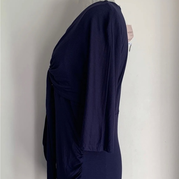 DOROTHY PERKINS Maternity Top Tie Front 3/4 Sleeves Navy Blue 2In1 UK Size 12 - Picture 5 of 11